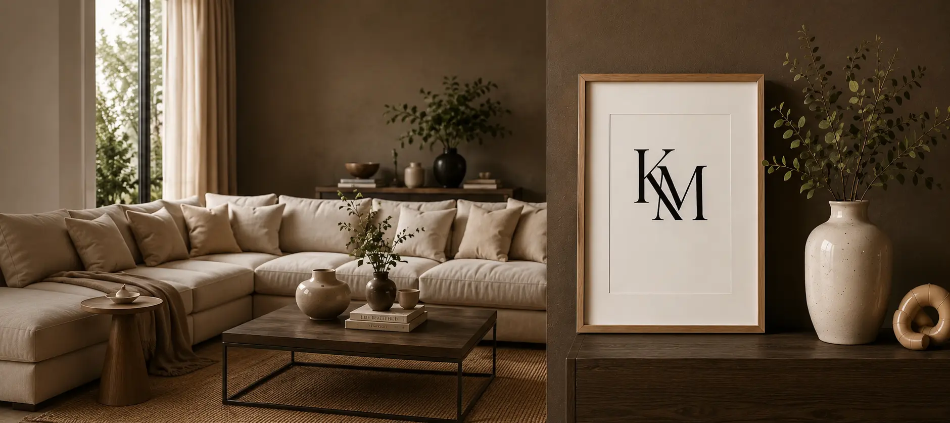 Warm, editorial interior styling with the Kaitlynn Martins monogram