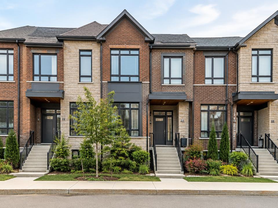 Row of brick and stone townhomes in the GTA